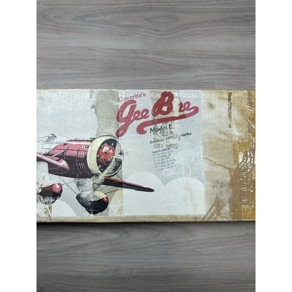 Vintage Coverite Gee Bee Model E Airplane Kit RC Balsa Unbuilt Rare Original Box